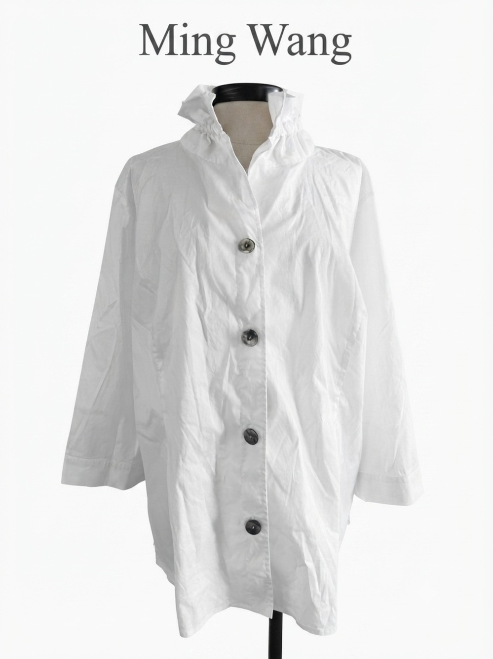 Ming Wang White Button-Front Shirt Size XL 0102